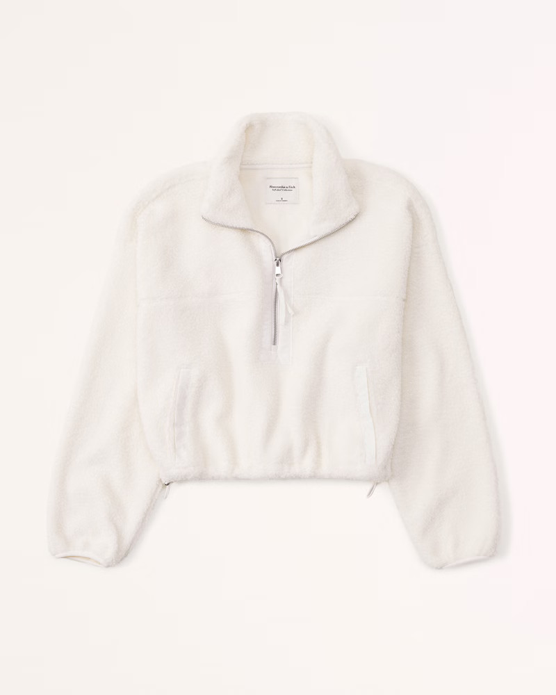 Women's Cinched Sherpa Half-Zip | Women's Tops | Abercrombie.com | Abercrombie & Fitch (US)