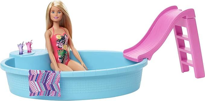 ​Barbie Doll, 11.5-Inch Blonde, and Pool Playset with Slide and Accessories, Gift for 3 to 7 Ye... | Amazon (US)