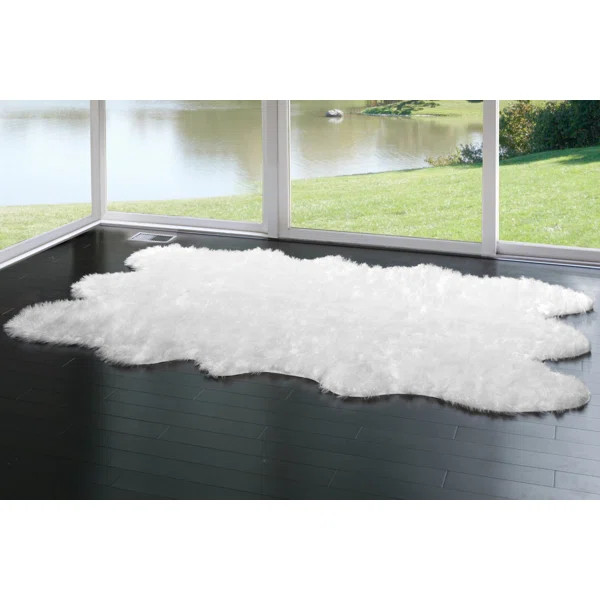 Anvi Faux Fur White Area Rug | Wayfair North America