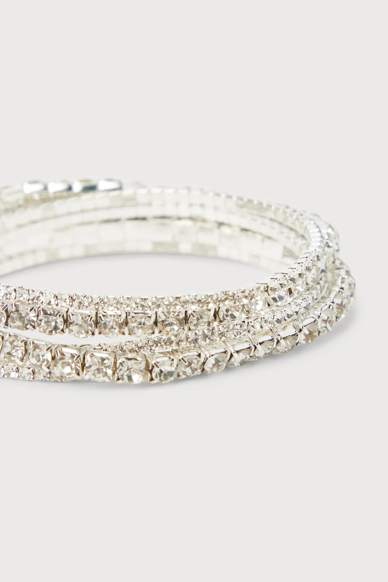 Glittering Effect Silver Rhinestone Bracelet Set | Lulus