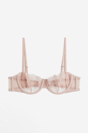 Non-padded embroidered balconette bra | H&M (UK, MY, IN, SG, PH, TW, HK)