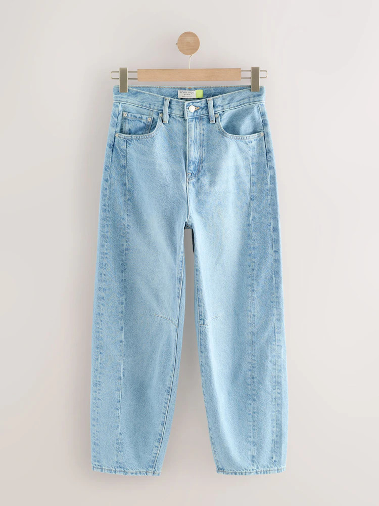 Mid Blue Denim Horseshoe Barrel Jeans | Next EU