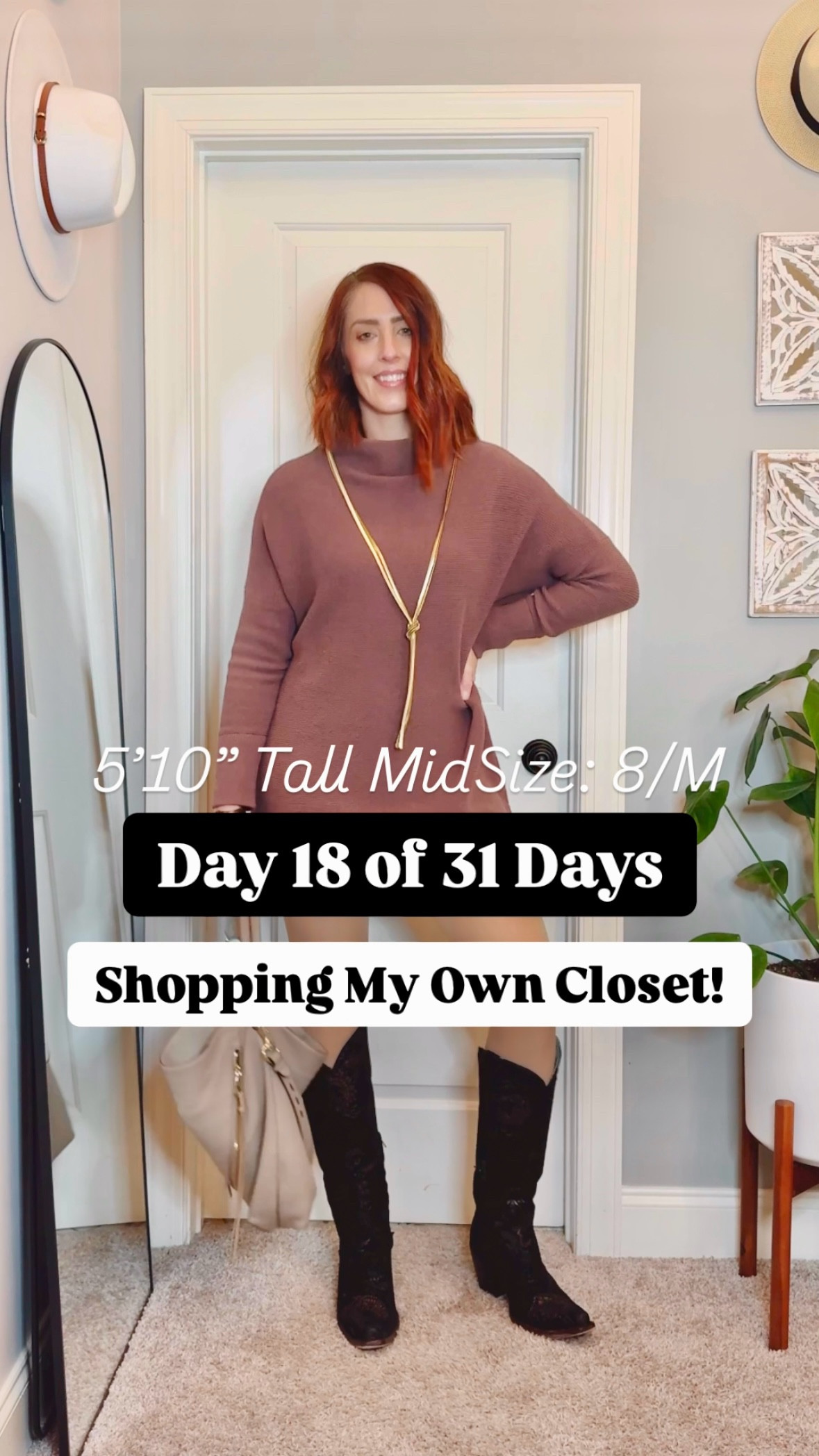 Oversized, cozy, and ready to conquer the cold in style. 🖤✨

Day 18 of my 31 Days of Closet Magic Challenge is all about Oversized Cozy vibes. I paired fleece-lined tights with black spandex shorts (because layering is key) and this pewter brown oversized sweater that feels like a warm hug. My statement Western cowboy boots steal the show again, with a long knotted gold necklace, a brown leather boho cuff, and my go-to beige hobo bag to complete the look.

What’s your favorite oversized piece in your wardrobe?
☁️ Sweater all the way!
🧥 Oversized coats for the win!

#ClosetMagicChallenge #OversizedCozy #TallGirlFashion #TallSizes #BohoChic #StatementBoots #EffortlessWinterStyle

#LTKStyleTip #LTKMidsize #LTKShoeCrush