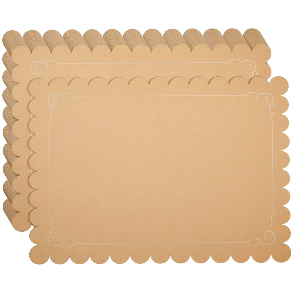 Juvale Disposable Scalloped Paper Placemats - Table Placemats for Dining, Party, Weddings & Showe... | Amazon (US)