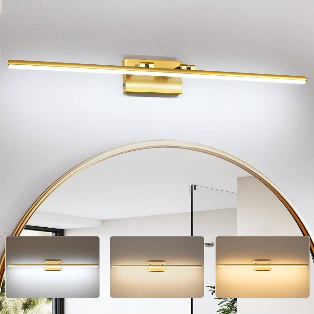 40 Inch LED Bathroom Vanity Light (3000K/4000K/6000K, Dimmable), Brass Modern Bathroom Light Fixt... | Amazon (US)