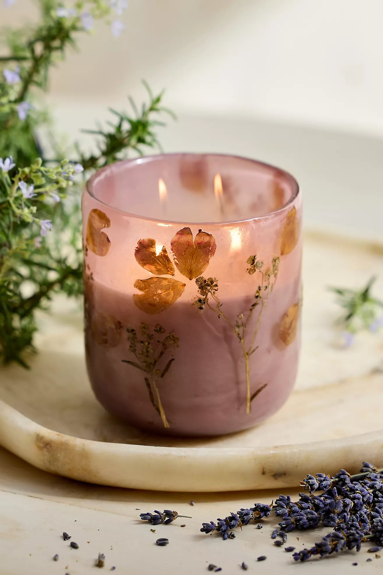 Linnea Pressed Floral Candle | Terrain
