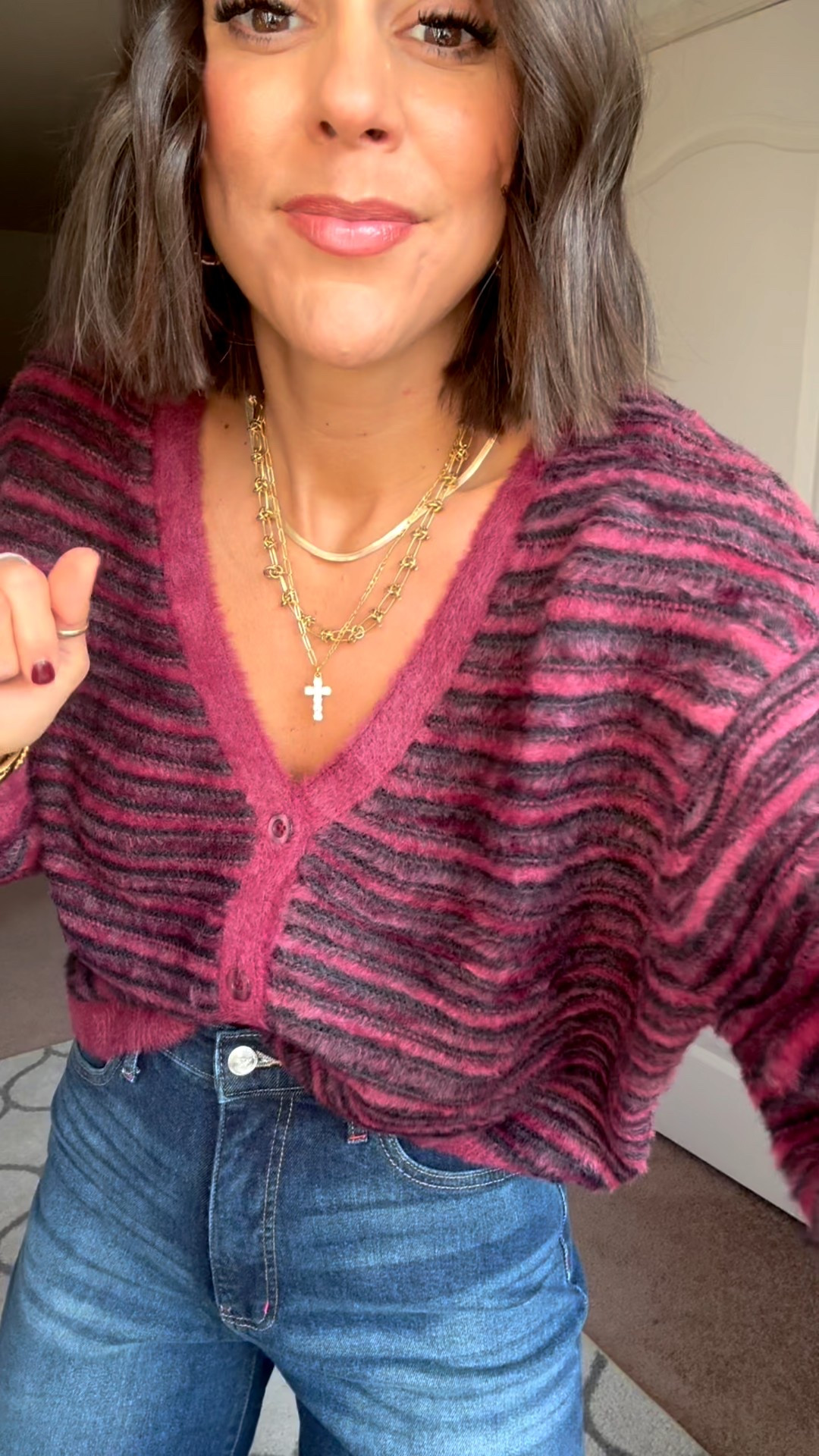 My favorite Walmart jeans are back in stock!!!! I’m 5’5 for reference and in my true size 2. Size small in cardigan. 

#LTKFindsUnder100 #LTKHoliday #LTKSeasonal