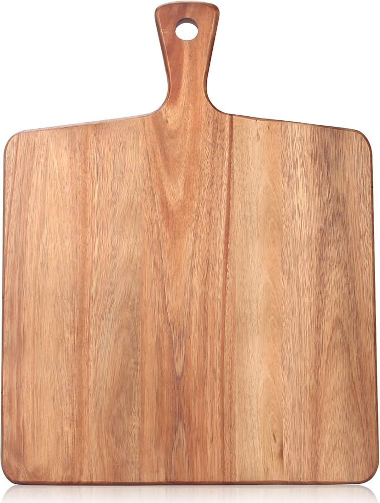 Large Acacia Wood Cutting Board with Handle Wooden Charcuterie Board Kitchen Chopping Block for M... | Amazon (US)