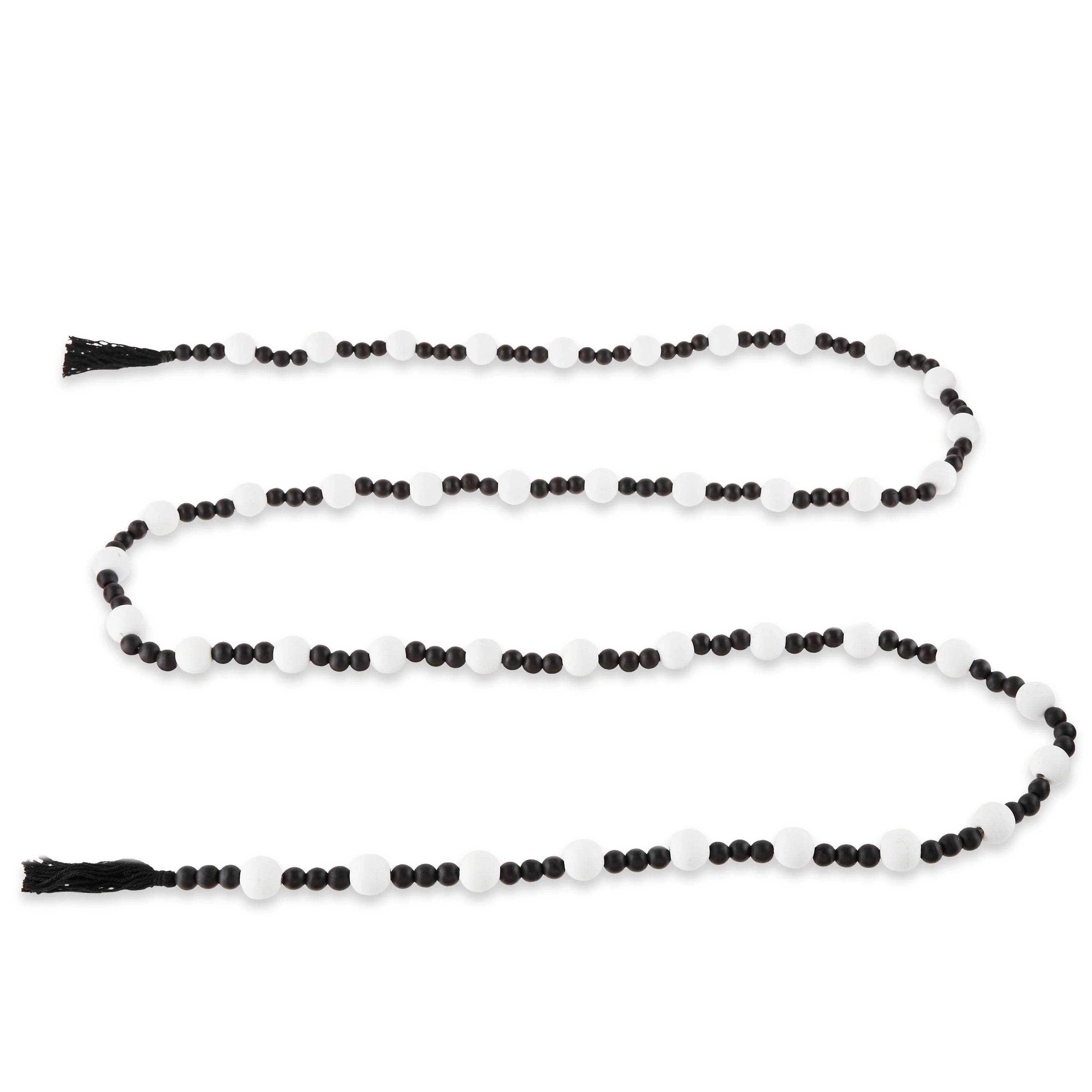 Black and White Natural Decorative 14mm and 25mm Wood Bead Garland, 9 ft, by Holiday Time | Walmart (US)