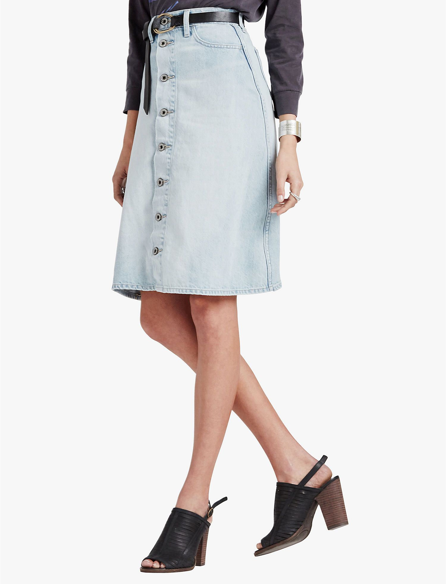 High Rise Button Front Skirt | Lucky Brand | Lucky Brand