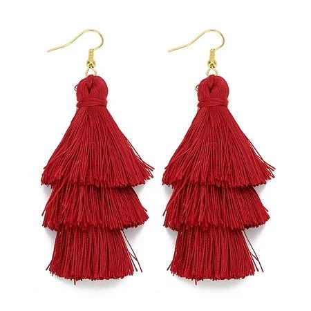 SerOnyiar 1 Pair Bohemian Tassel Earrings Retro Style Ear Dangle Stylish Exaggerated Jewelry Party F | Walmart (US)