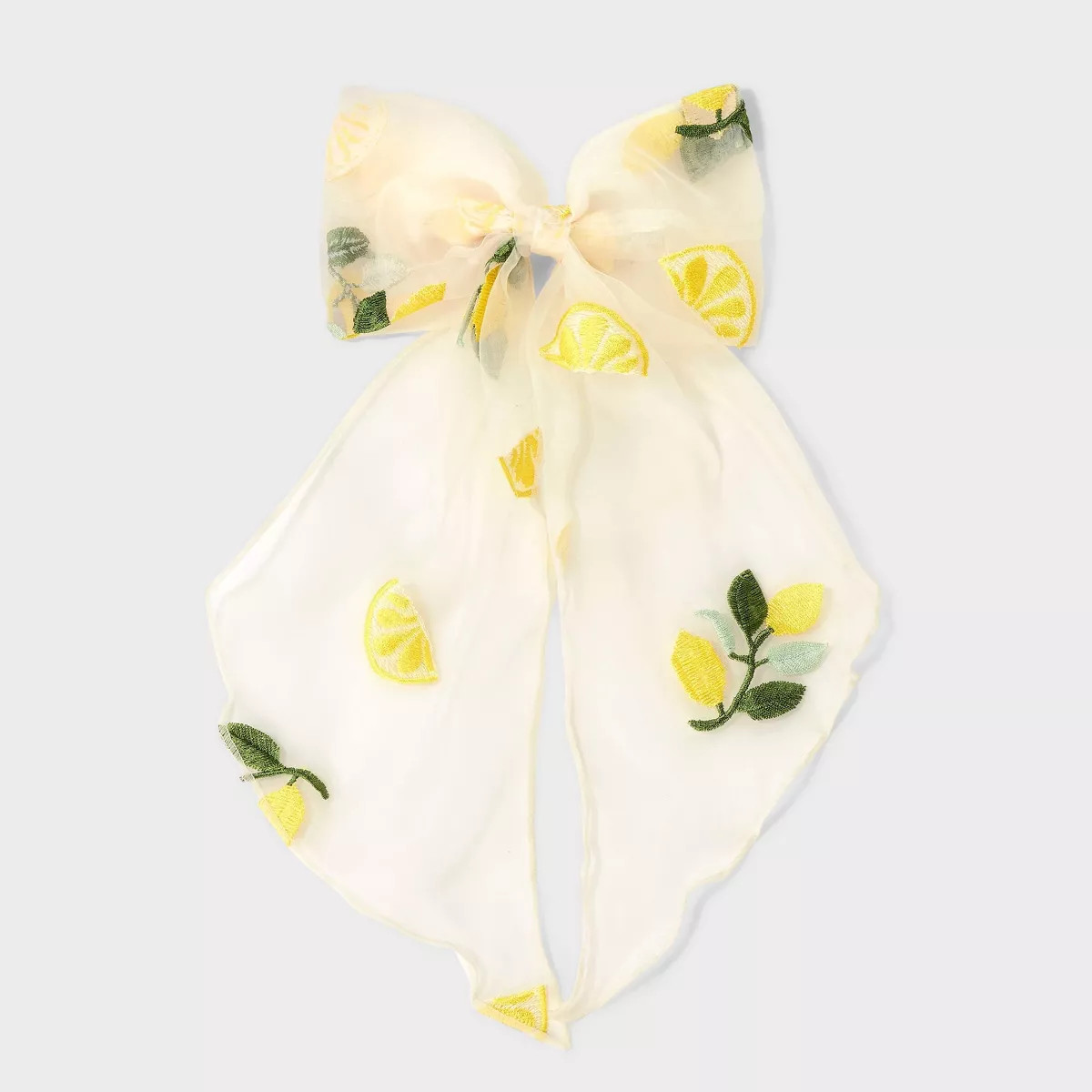 Chiffon Lemon Bow Hair Barrette - A New Day™ Ivory/Yellow | Target