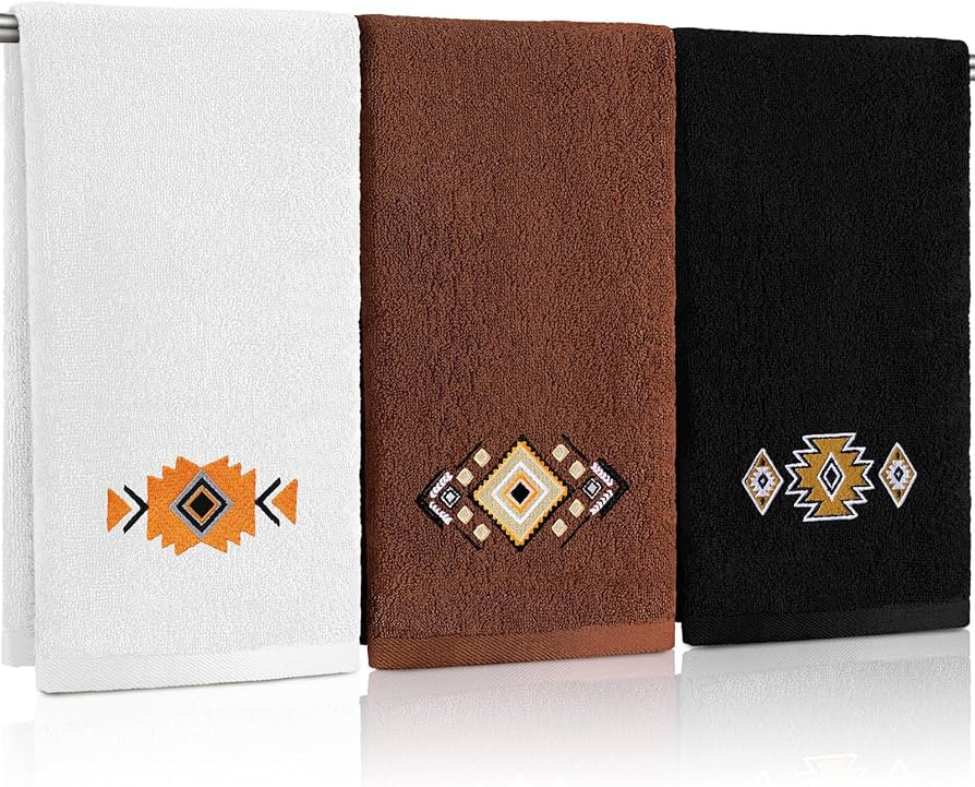 3 Pcs Western Aztec Hand Towels Southwest Sunset Decorative Bathroom Towels 13.3 x 29.5'' Vintage... | Amazon (US)