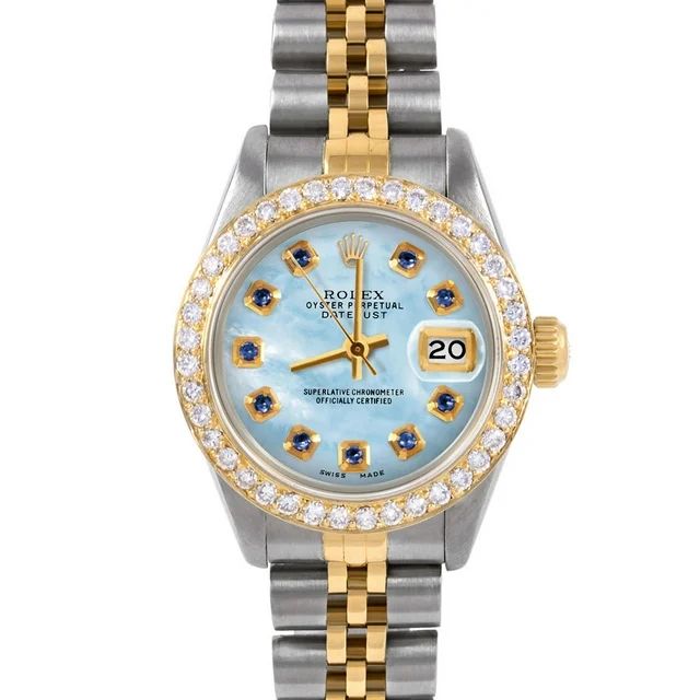 Pre-Owned Rolex 6917 Ladies 26mm Datejust Wristwatch Light Blue Mother of Pearl Sapphire (3 Year ... | Walmart (US)