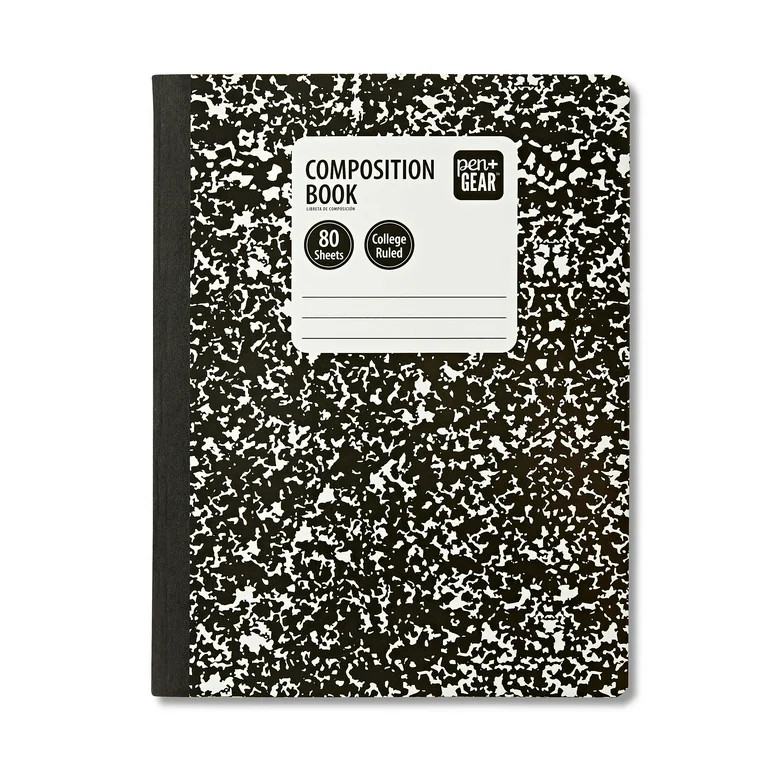 Pen+Gear College Ruled Composition Book, 7.5 x 9.75 Inches, Marble Cover, 80 Sheets | Walmart (US)