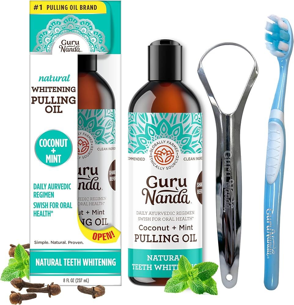 GuruNanda Coconut Oil Pulling with 7 Natural Essential Oils and Vitamin D, E, K2, Alcohol Free Mo... | Amazon (US)
