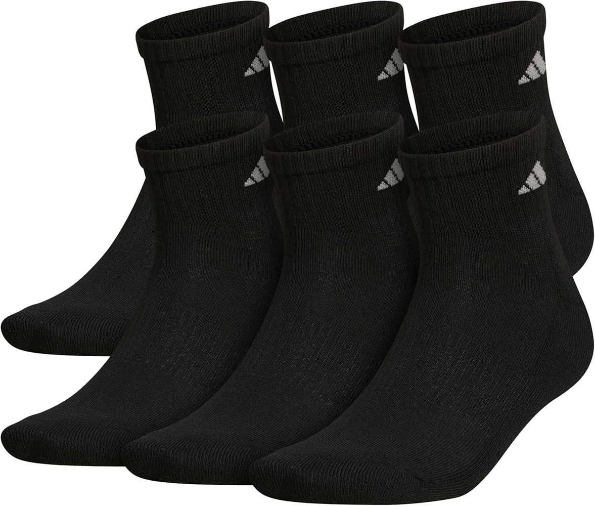 adidas Men's Athletic Cushioned 6-Pack Quarter, Athletic Cushioned Quarter Ankle Socks for Men wi... | Amazon (US)