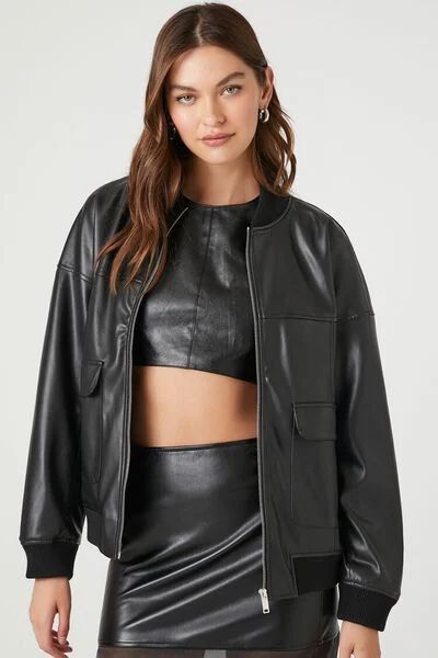 Faux Leather Bomber Jacket | Forever 21 (US)