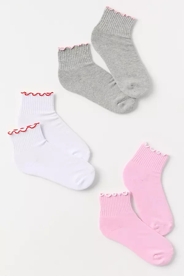 Ruffle-Trim Crew Socks, Set of 3 | Anthropologie (US)