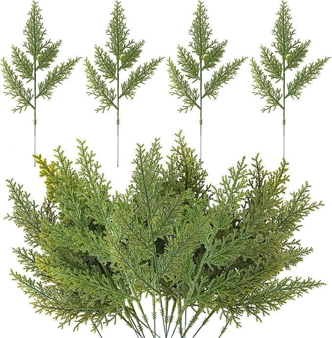 Amazon.com: Watayo 20 PCS Artificial Faux Cedar Branches-12.5 Inch Artificial Green Cedar Sprigs-... | Amazon (US)