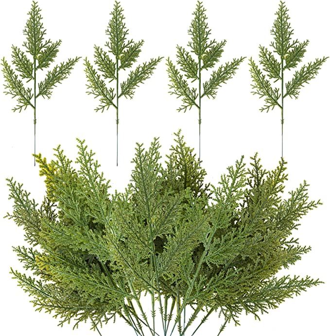 Amazon.com: Watayo 20 PCS Artificial Faux Cedar Branches-12.5 Inch Artificial Green Cedar Sprigs-... | Amazon (US)