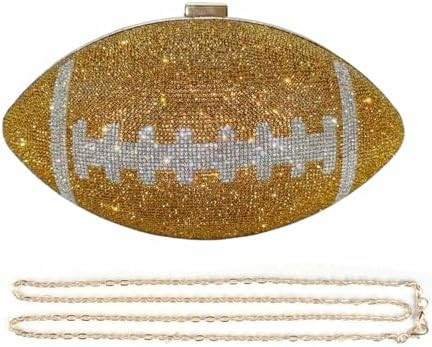 Gripit Bling Rhinestone Football Shaped Rugby Quirky Bag Purse Novlety Chain Purse | Amazon (US)
