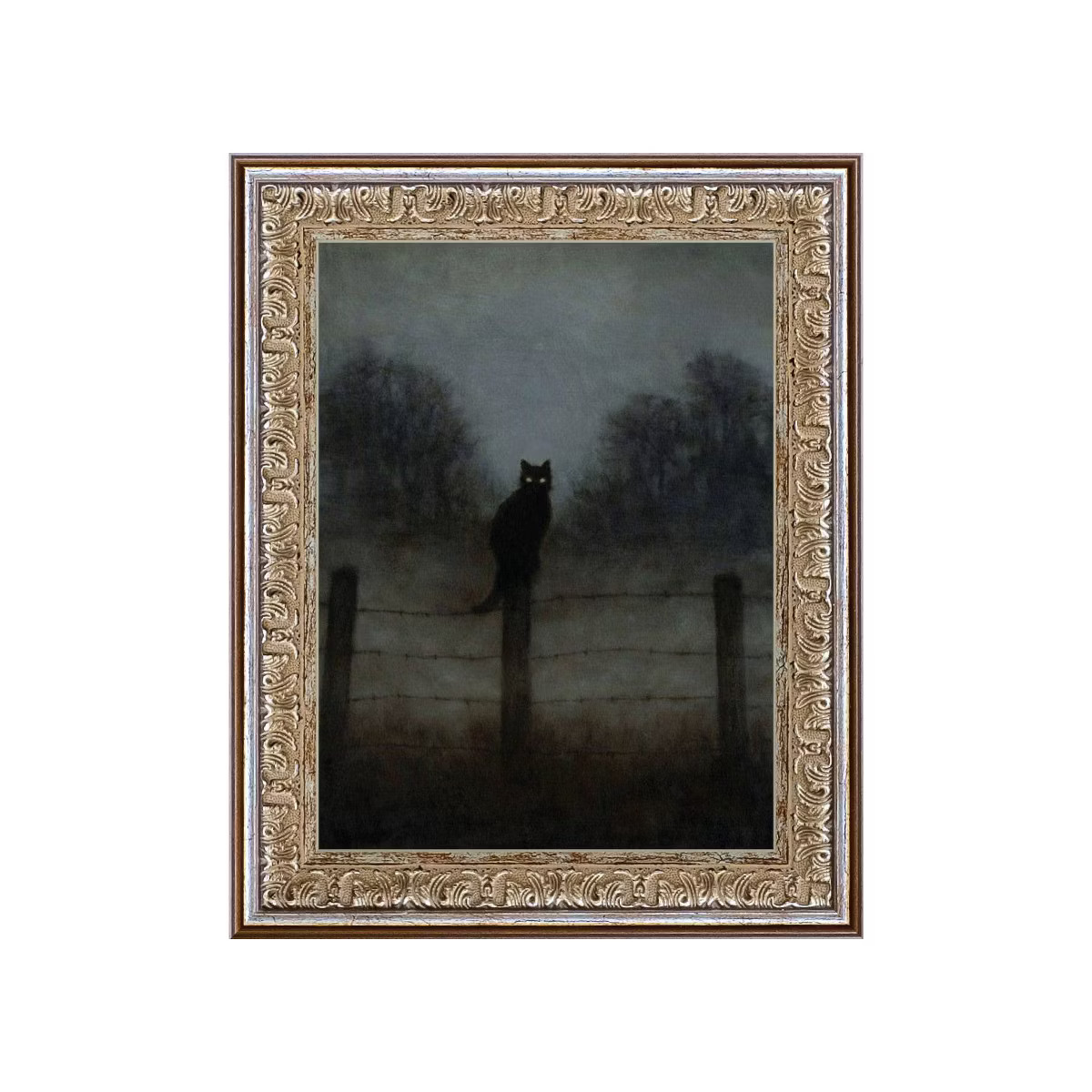 Petal Lane 8"x10" Black Cat in Night Wall Art | Target