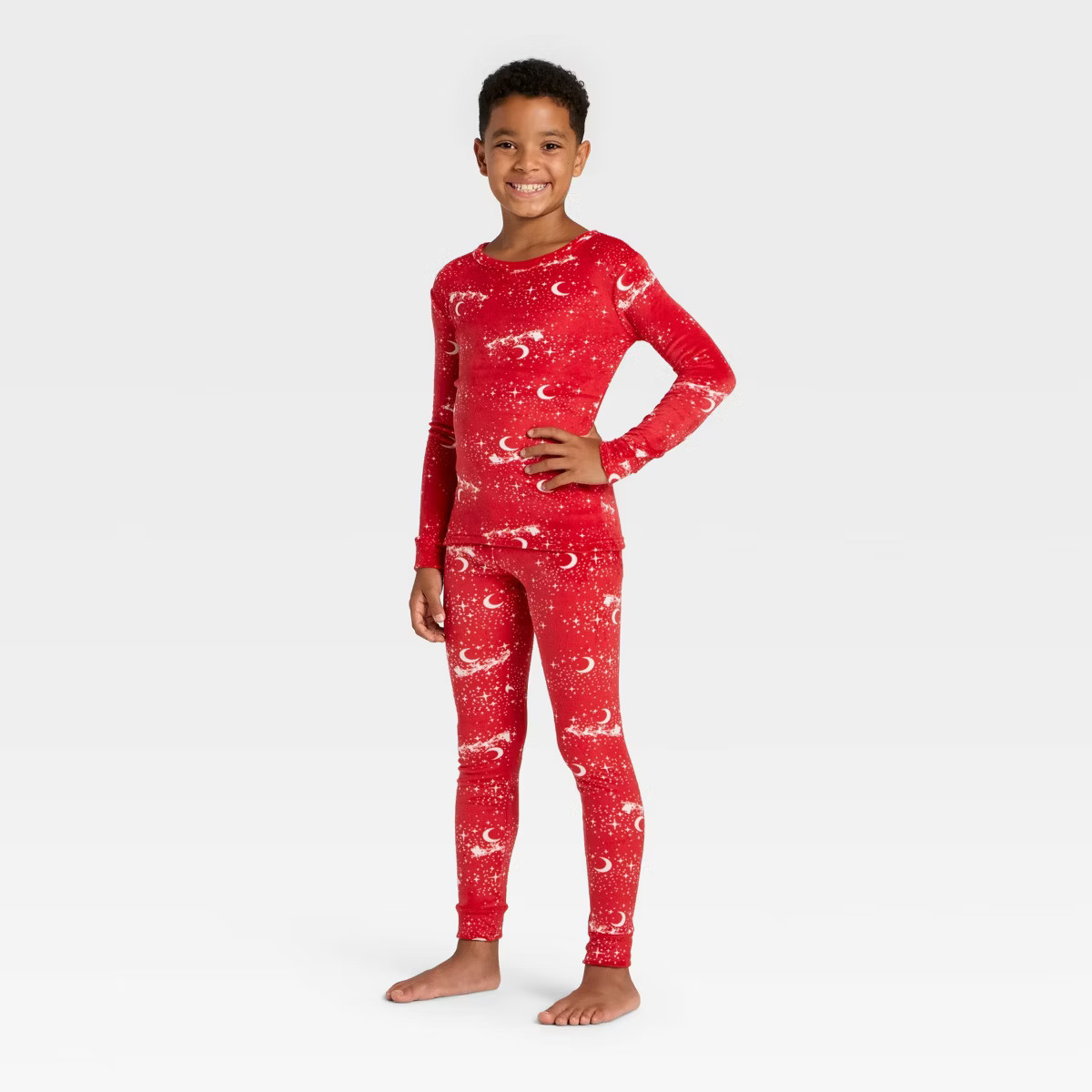 Kids' 2pc Santa Icons Long Sleeve Christmas Snuggly Soft Pajama Set - Cat & Jack™ Gray 8 | Target