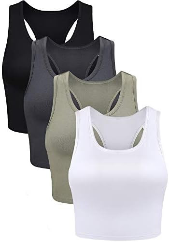 Boao 4 Pieces Basic Crop Tank Tops Sleeveless Racerback Crop Sport Top for Women | Amazon (US)