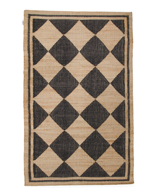 5x8 Block Print Wool And Jute Blend Rug | TJ Maxx