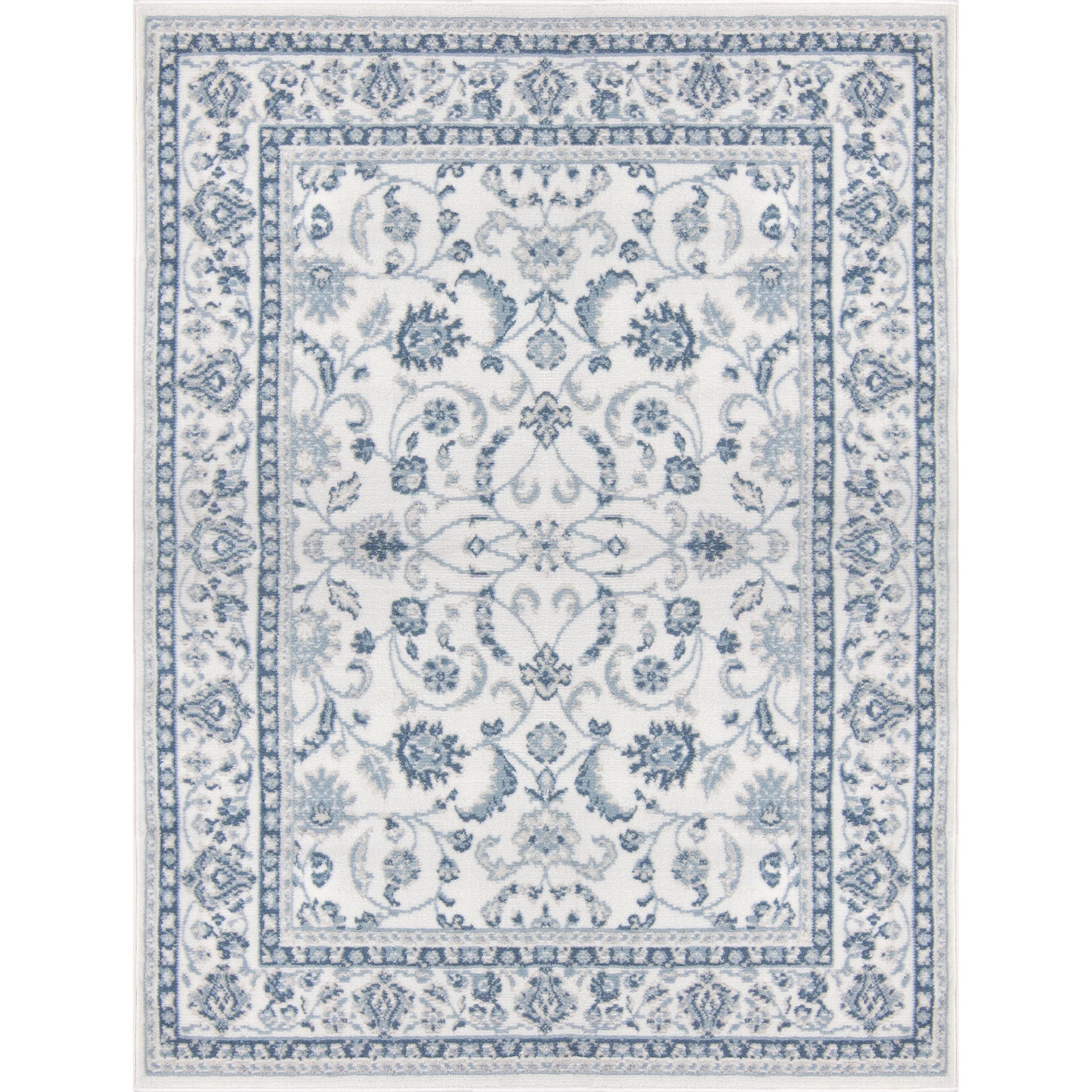 Mainstays Slate Blue Floral, Indoor Area Rug, 4'11" x 6'6" | Walmart (US)
