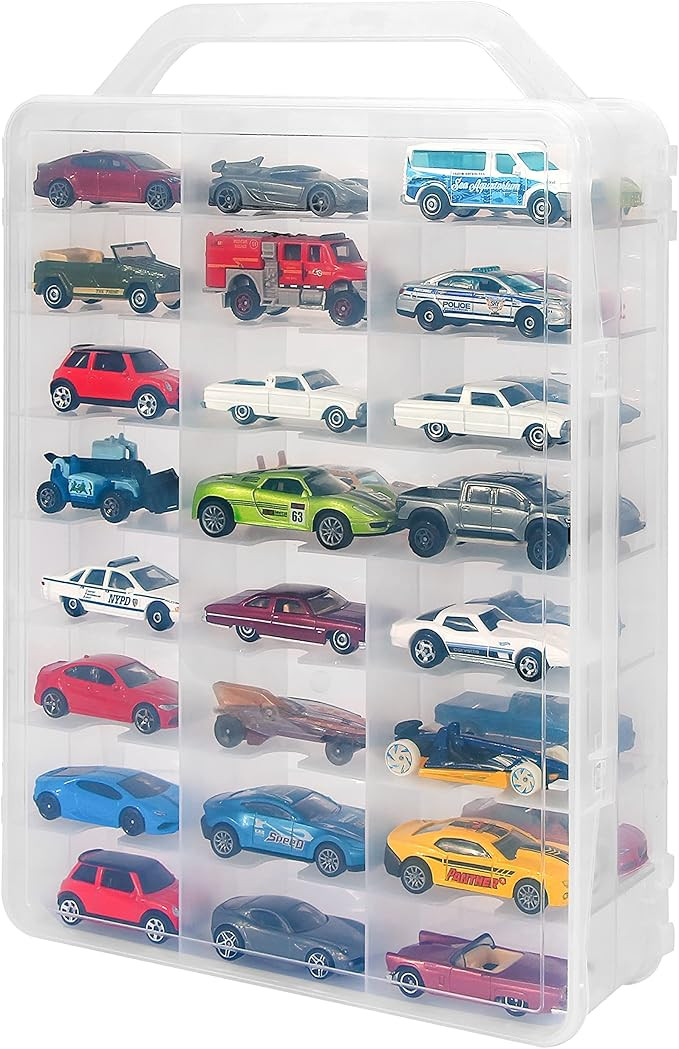 KISLANE Double Sided Storage Case for 48 Toy Cars, Matchbox Cars, Portable Transparent Storage Ca... | Amazon (US)