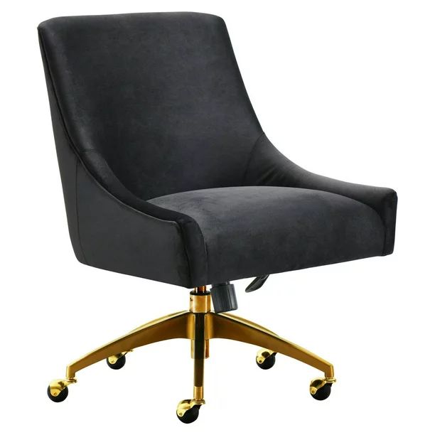 TOV Furniture Beatrix Black Velvet Office Swivel Chair with Gold Steel Base - Walmart.com | Walmart (US)