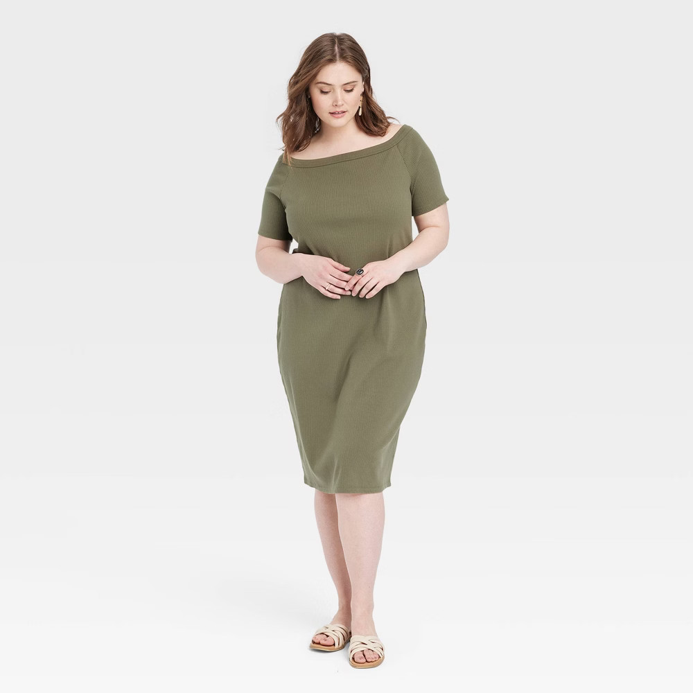 Women's Off Shoulder Bodycon Dress - Universal Thread™ Green 3X | Target
