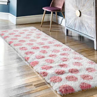 Rugs USA Pink Cloudy Shag Polka Dots rug - Contemporary Runner 2' 8"" x 8' | Rugs USA