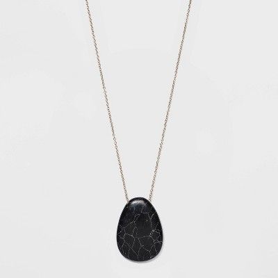 Semi-Precious Black Howlite Pendant Necklace - Universal Thread™ Black | Target