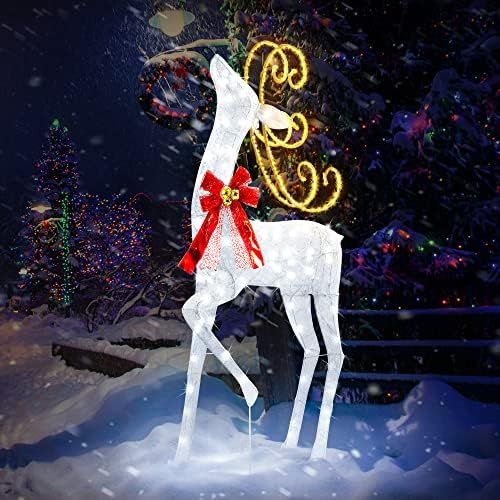 TOETOL Reindeer Christmas Outdoor Decorations 5ft 3D Lighted , Christmas Lawn Deer with 130 LED &... | Amazon (US)