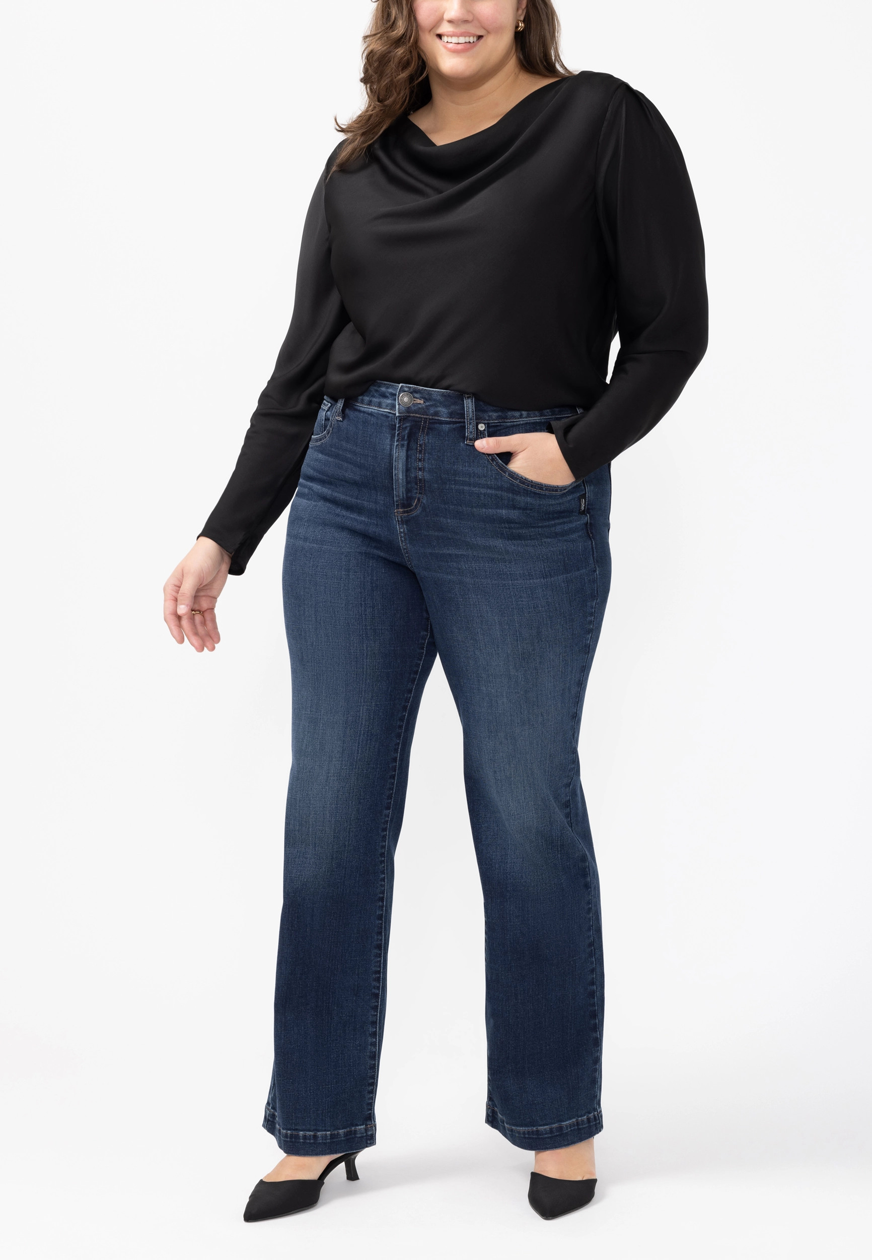 Silver Jeans Co. Plus Size Silver Jeans Co. Women's Avery Curvy Luxe Stretch High Rise Trouser Jean Blue Denim - Maurices | Maurices