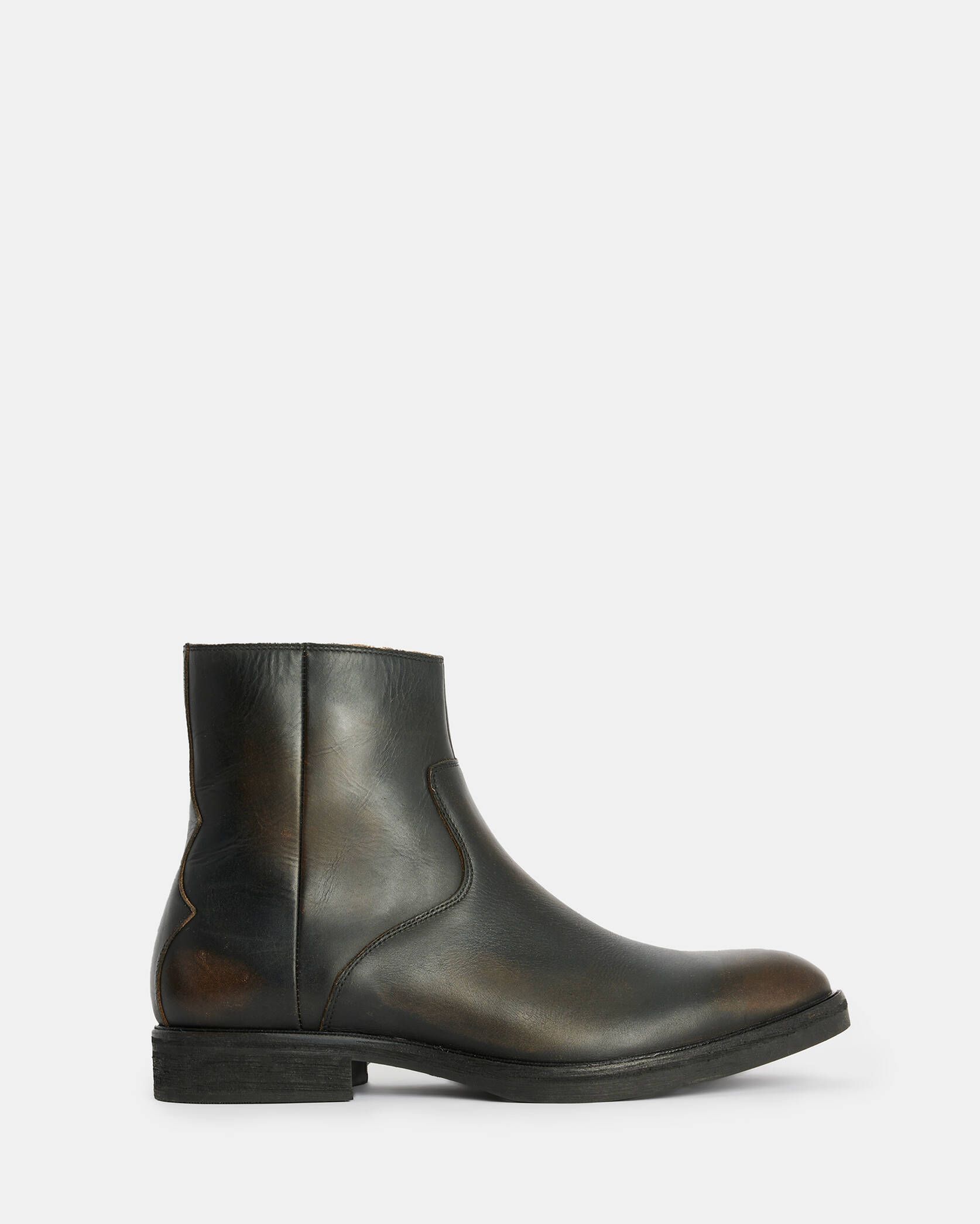 Lang Leather Zip Up Boots Dark Brown | ALLSAINTS US | AllSaints US
