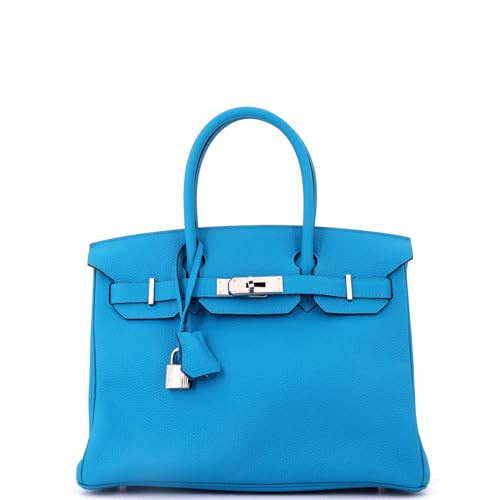 Hermès, Pre-Loved Birkin Handbag Blue Togo with Palladium Hardware 30, Bleu Zanzibar | Amazon (US)