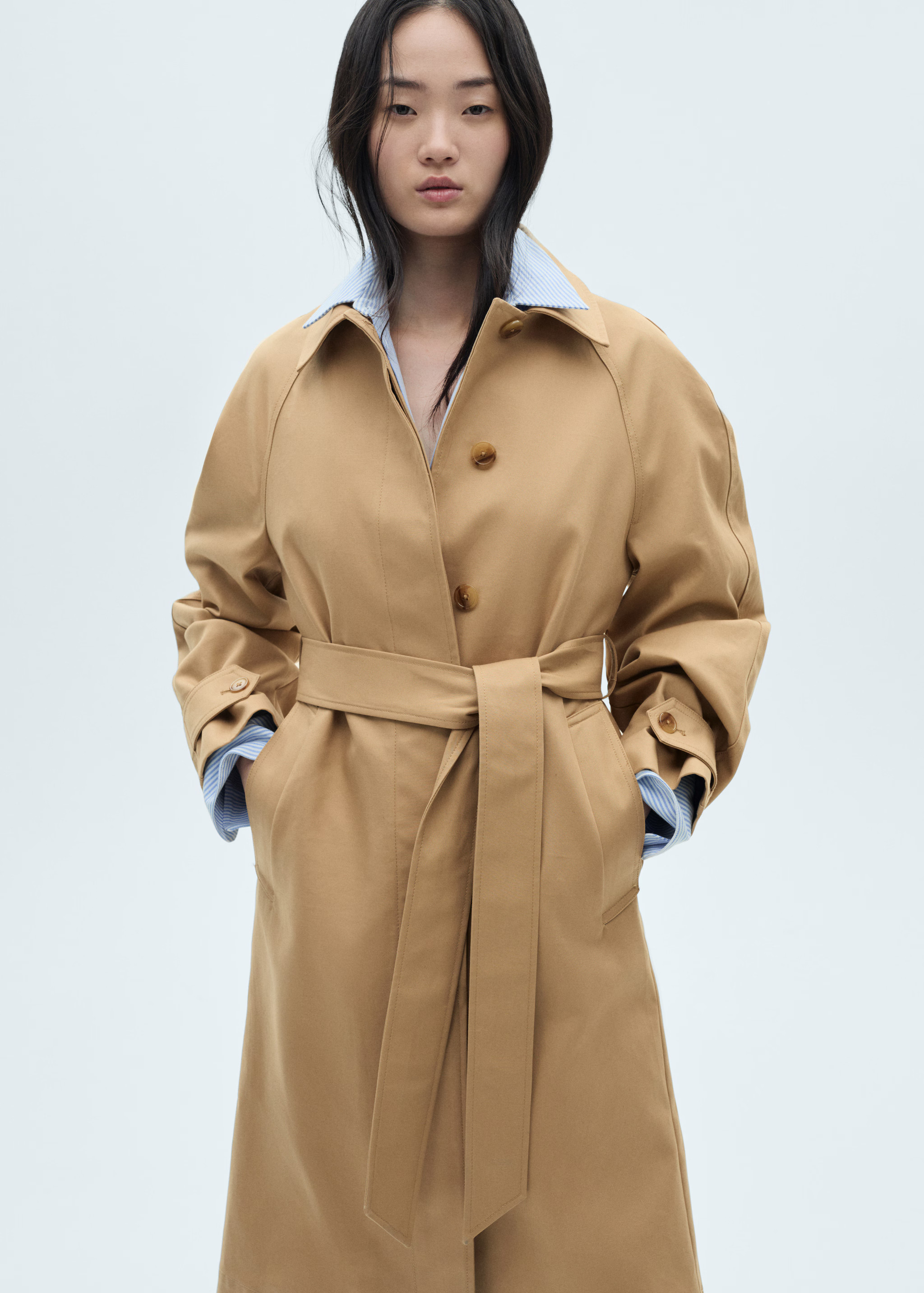 Cotton trench coat with belt | MANGO (US)