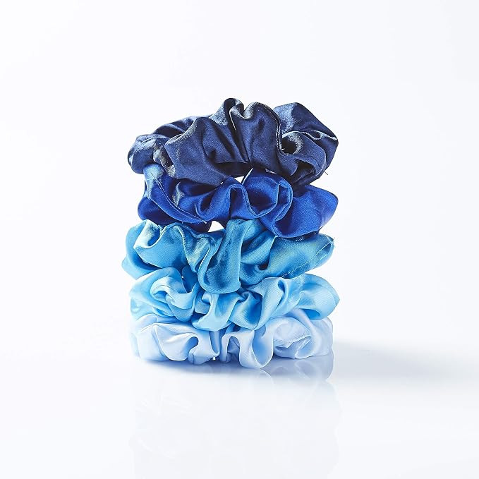 Hadley Wren Women's Scrunchie Collection, 5 Piece Set, Satin Blues, One Size | Amazon (US)