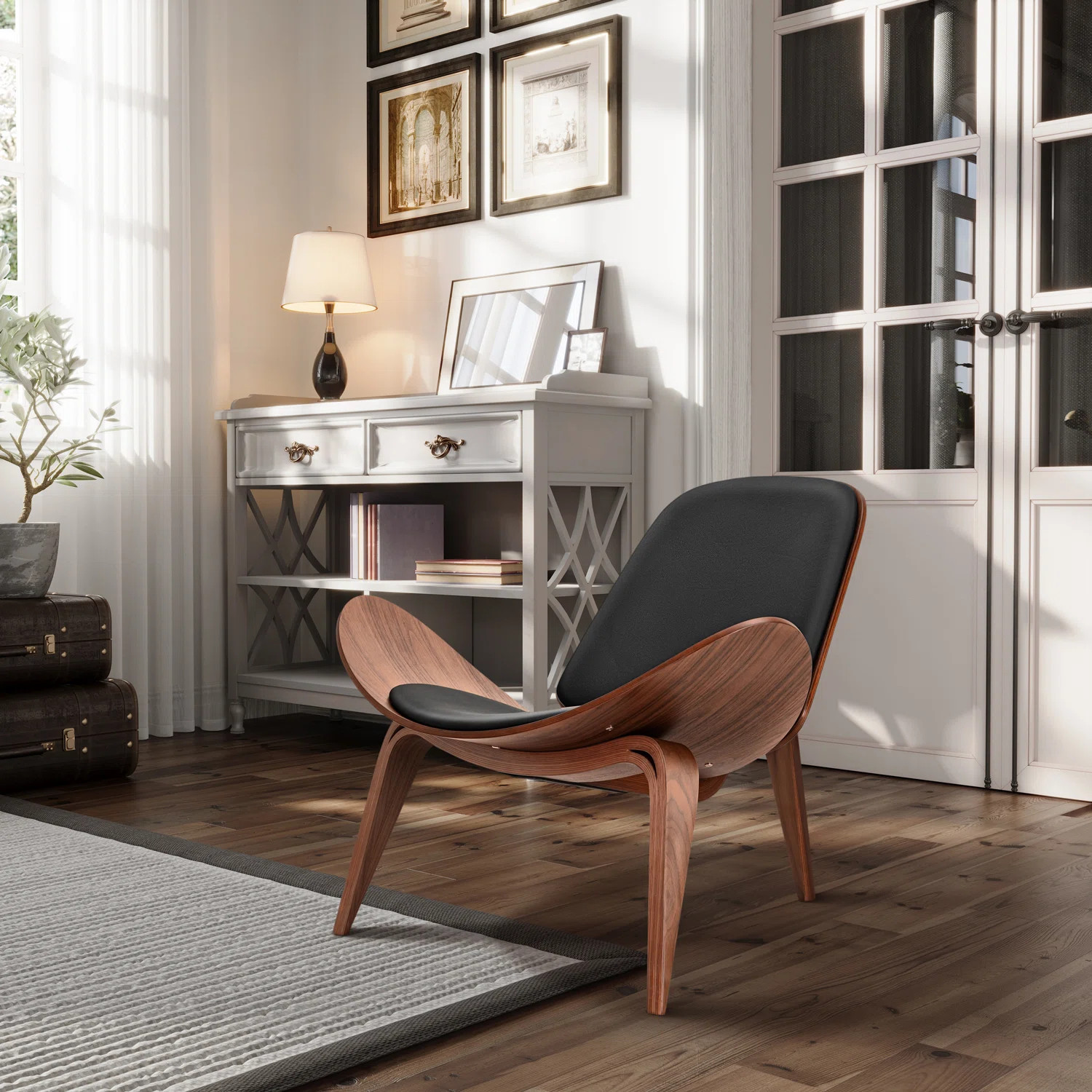 Almodovar 91.95Cm Wide Lounge Chair Mid Century Modern Chair Tripod Design Shell Chair | Wayfair North America