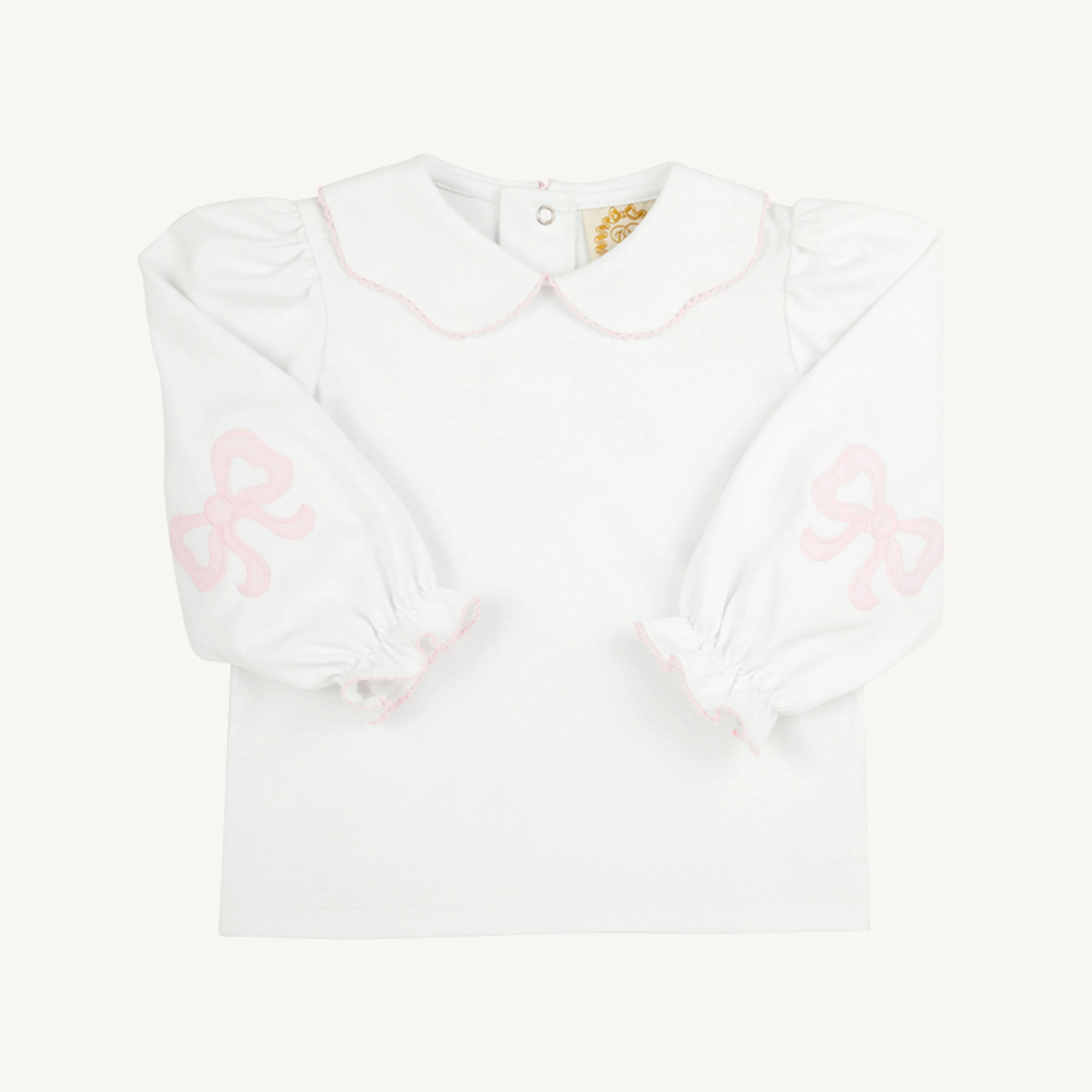 Emma's Elbow Patch Top & Onesie - Worth Avenue White with Palm Beach P | The Beaufort Bonnet Company