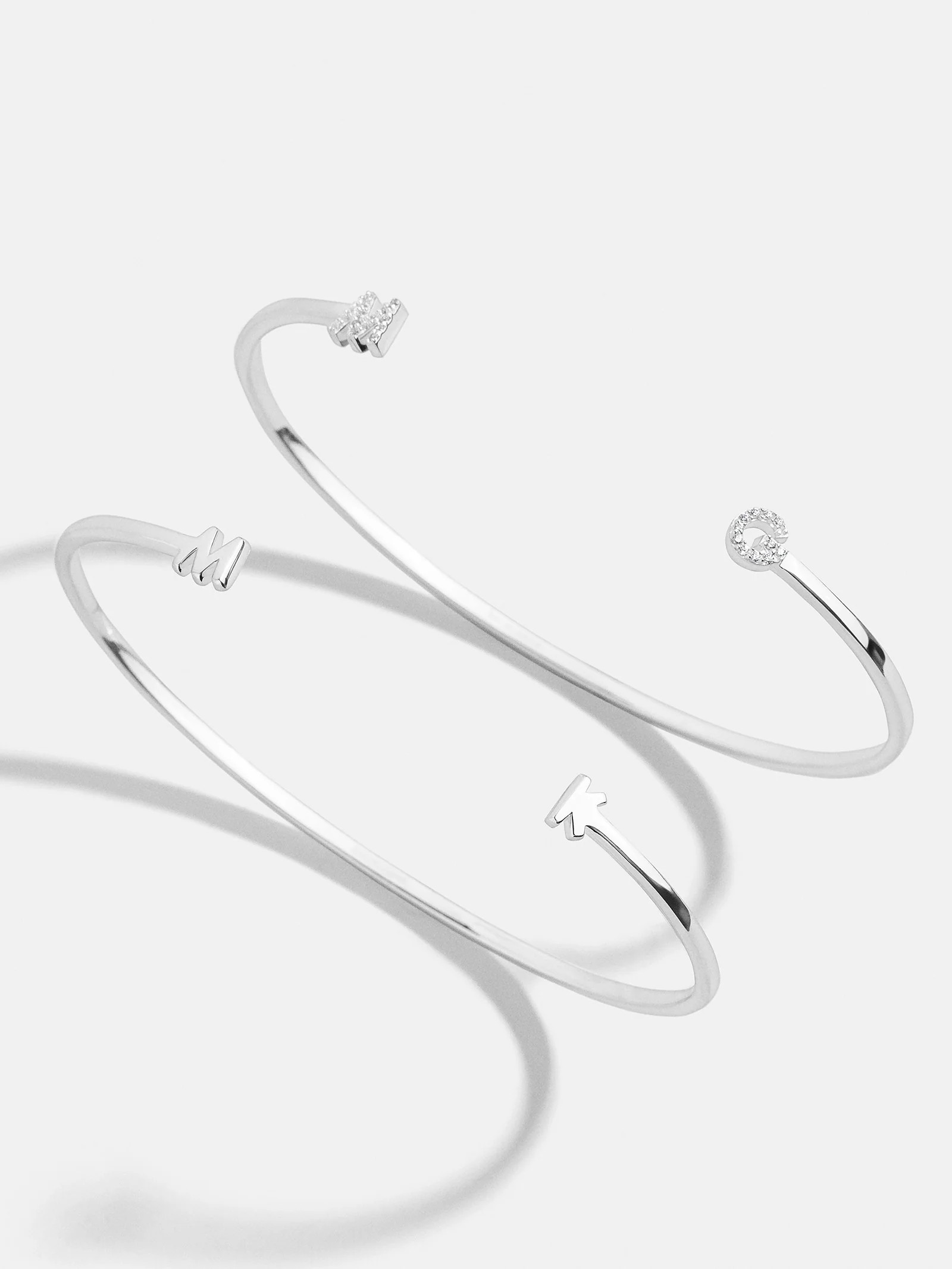 Sterling Silver Double Initial Custom Cuff Bracelet - Silver | BaubleBar (US)