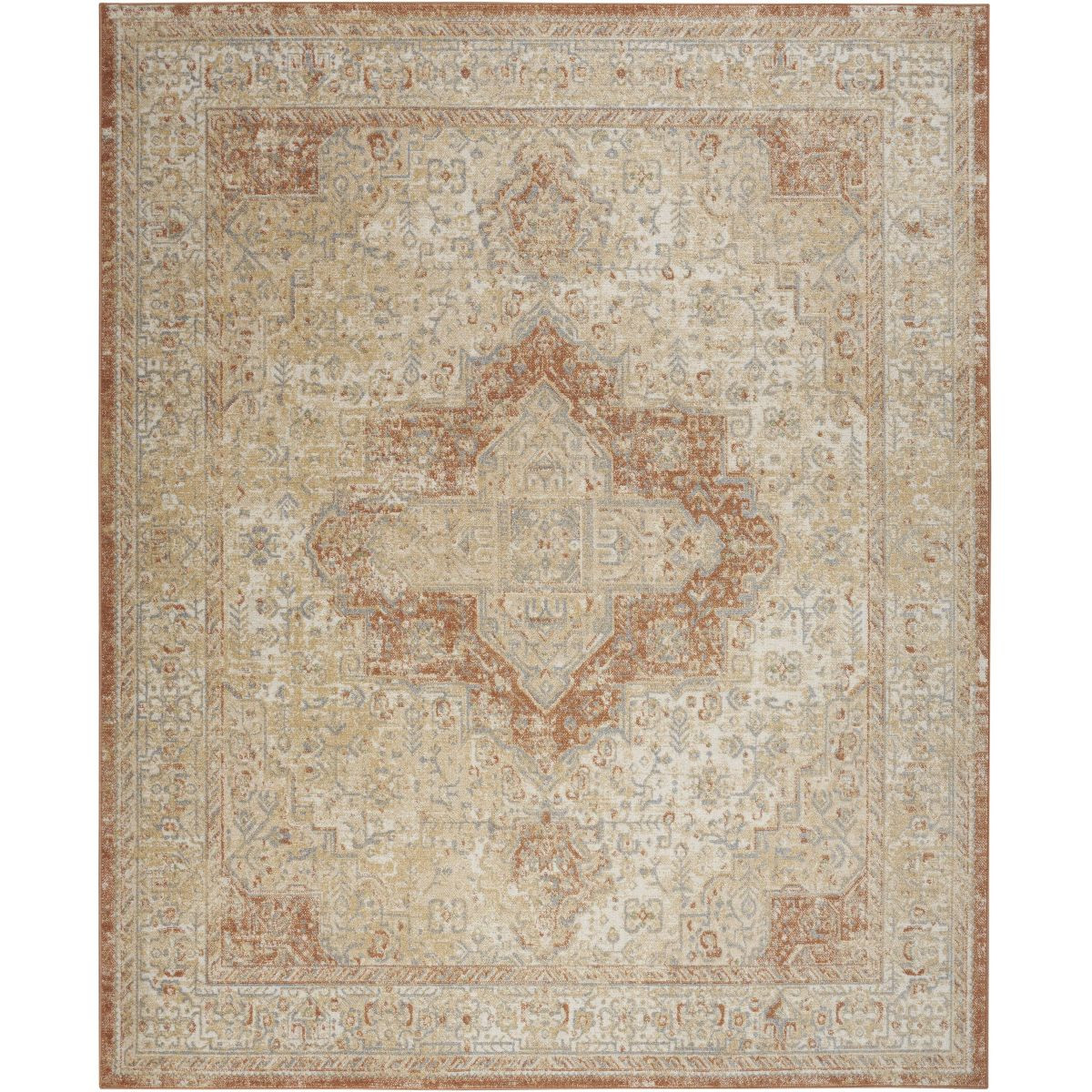 Nourison 8' x 10' Essentials Persian Vintage Indoor Outdoor Area Rug Beige Rust | Target