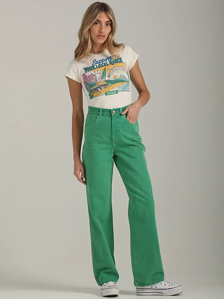 Women's Relaxed Carpenter Mom Jean in Bright Green | Wrangler