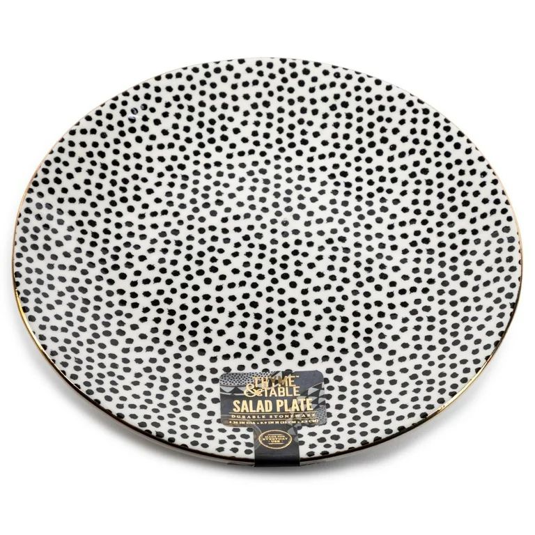 Thyme & Table Dinnerware Black & White Dot Stoneware Round Salad Plate | Walmart (US)