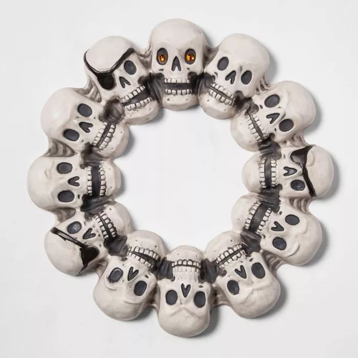 16" Skull with Jewel Eye Halloween Wreath - Hyde & EEK! Boutique™ | Target