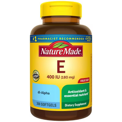 Nature Made Vitamin E 180 mg (400 IU) dl-Alpha, Dietary Supplement for Antioxidant Support, 300 Softgels, 300 Day Supply | Target